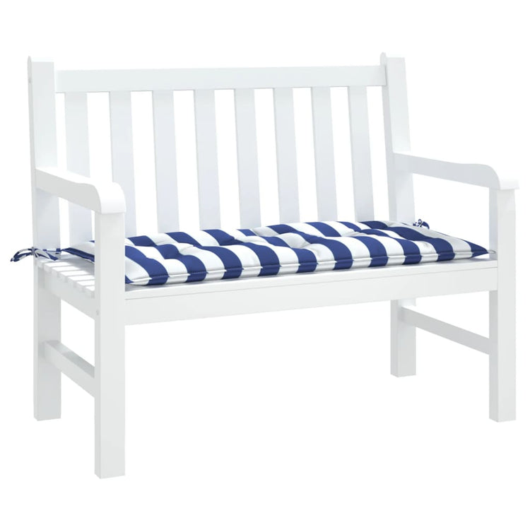 Vidaxl Gartenbank Kissen 100x50x7 cm Stoff weiß und blau