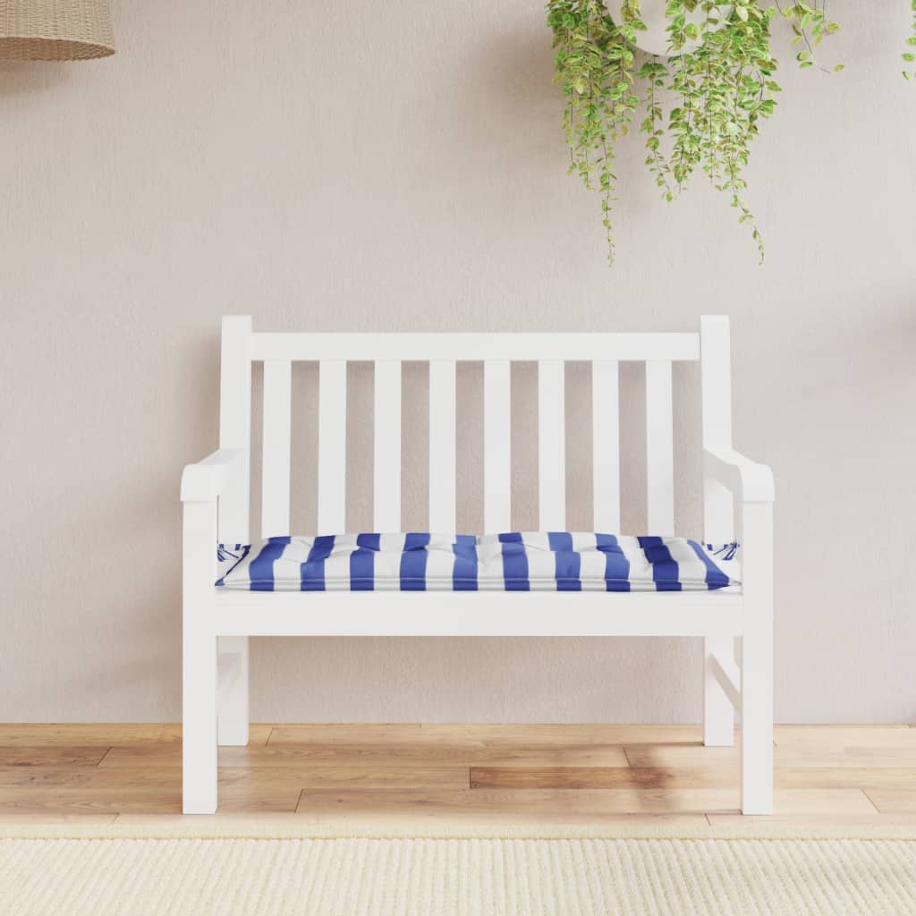 Vidaxl Gartenbank Kissen 100x50x7 cm Stoff weiß und blau
