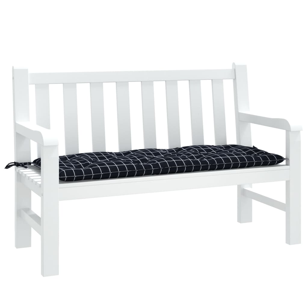 Vidaxl Gartenbank Kissen Checker Muster 120x50x7 cm Stoff schwarz