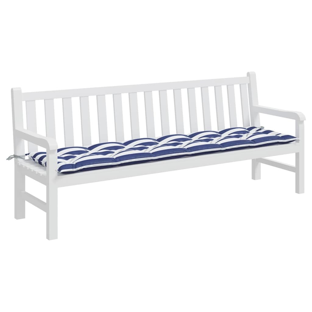Vidaxl Gartenbank Kissen gestreift 200x50x7 cm Stoff weiß und blau