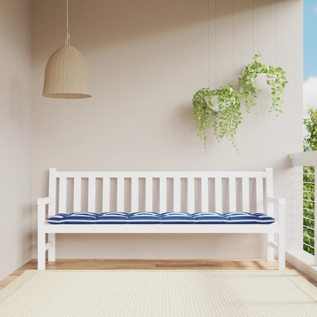 Vidaxl Gartenbank Kissen gestreift 200x50x7 cm Stoff weiß und blau