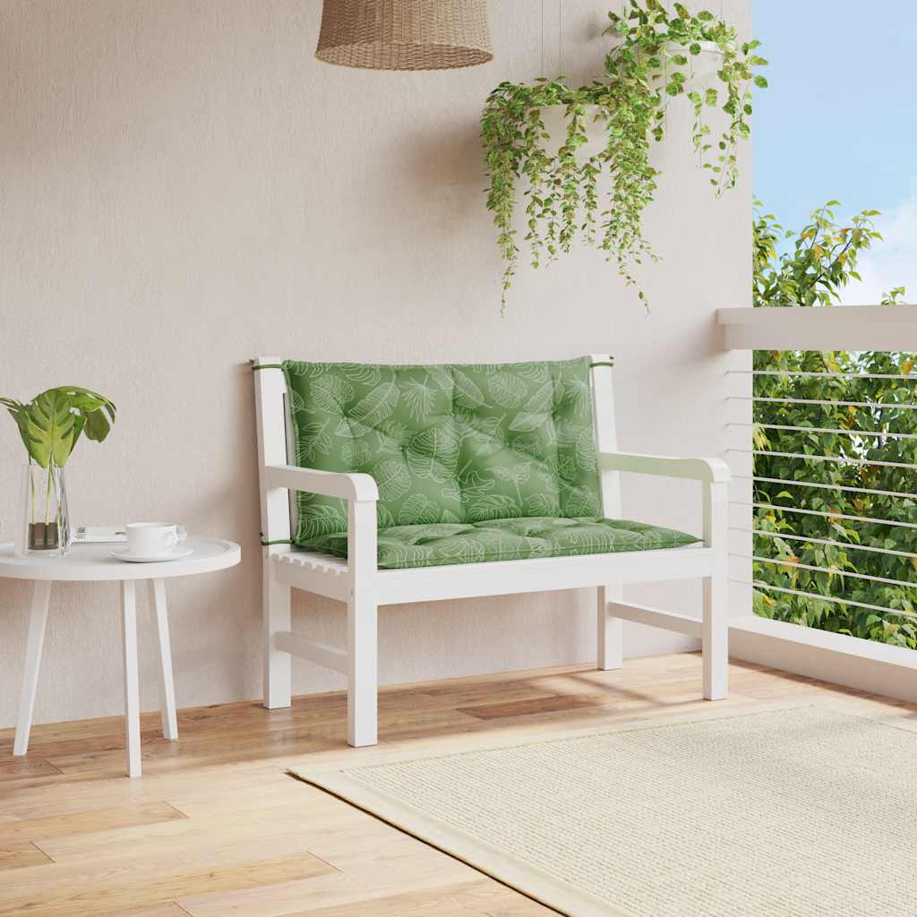 VIDAXL GARDE BENCH CUTHIONS 2 PCS Blattmuster 100x50x7 cm Stoff