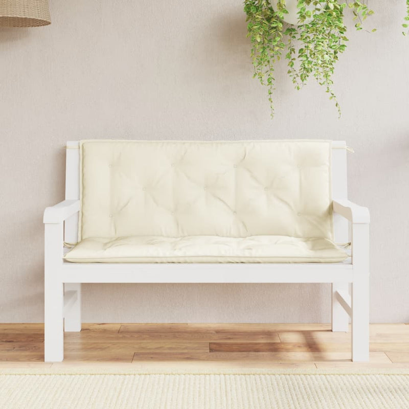 Vidaxl Garden Bench Pishions 2 Stcs 120x50x7 cm Oxford Stoff Crèmewit