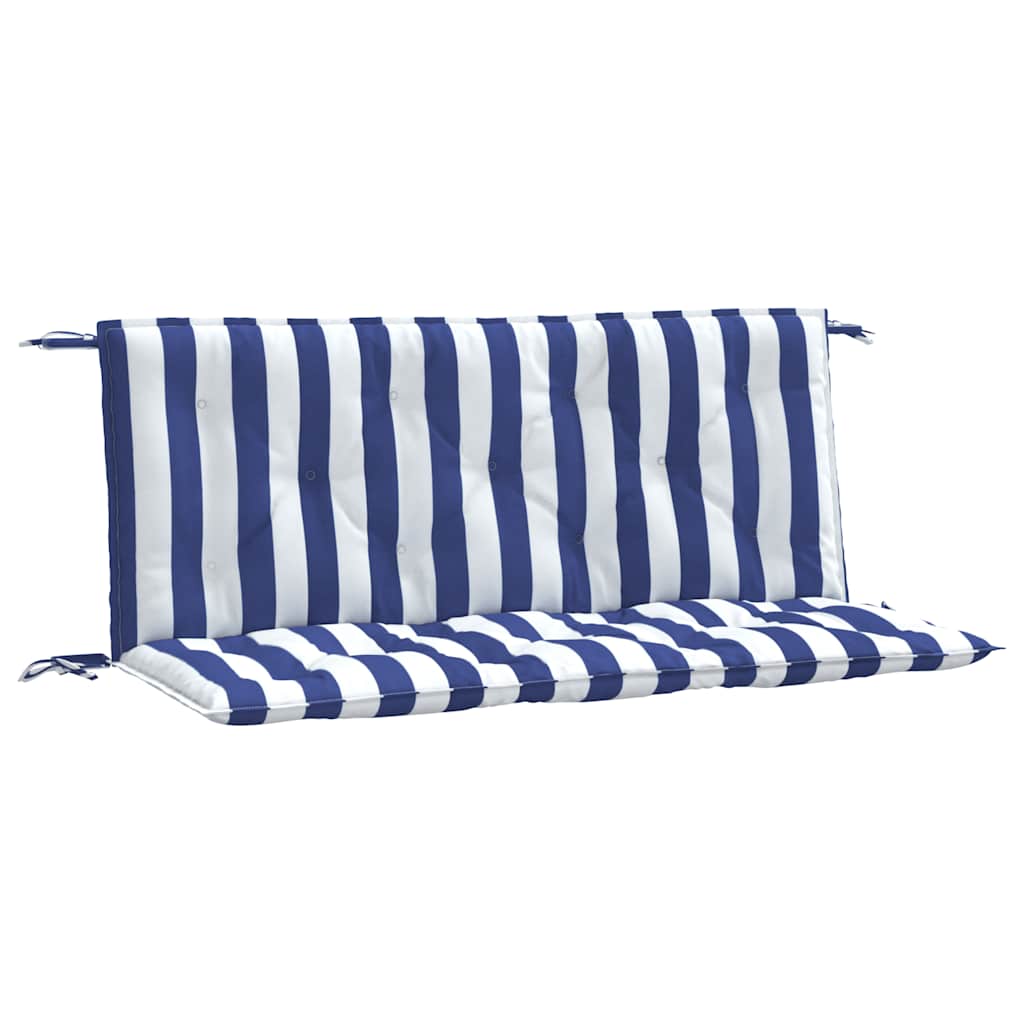 Vidaxl Gartenbank Kissen 2 ST gestreift 120x50x7 cm Stoff weiß und blau