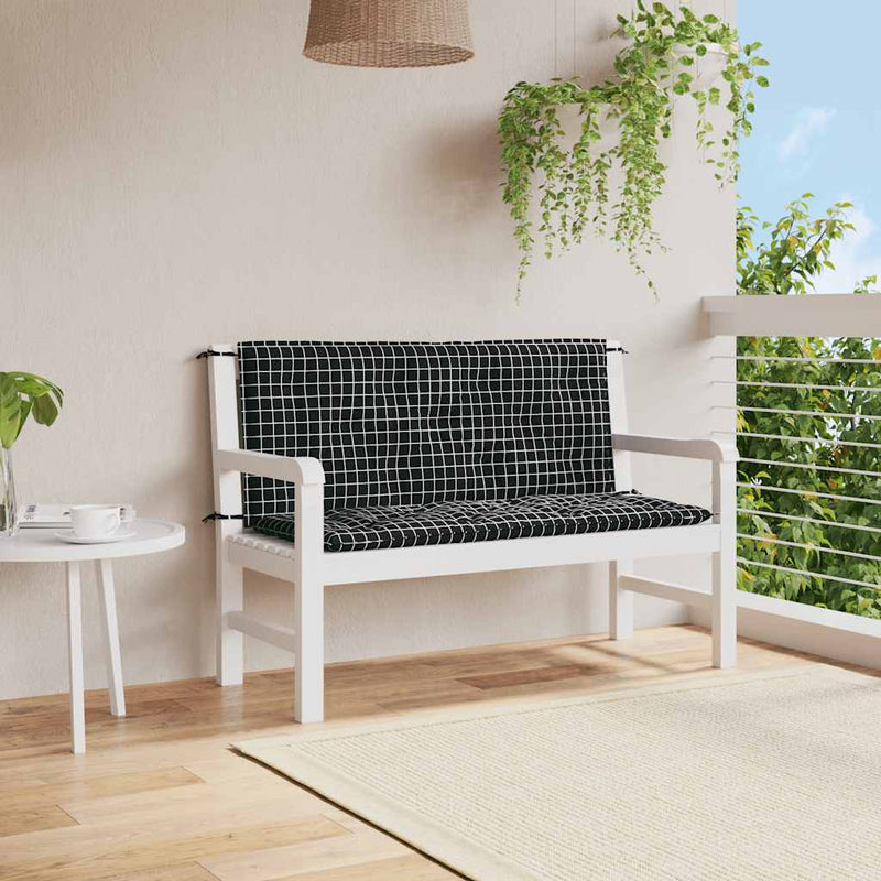 Vidaxl Gartenbank Kissen 2 Stedman -Muster 120x50x7 cm Stoff schwarz