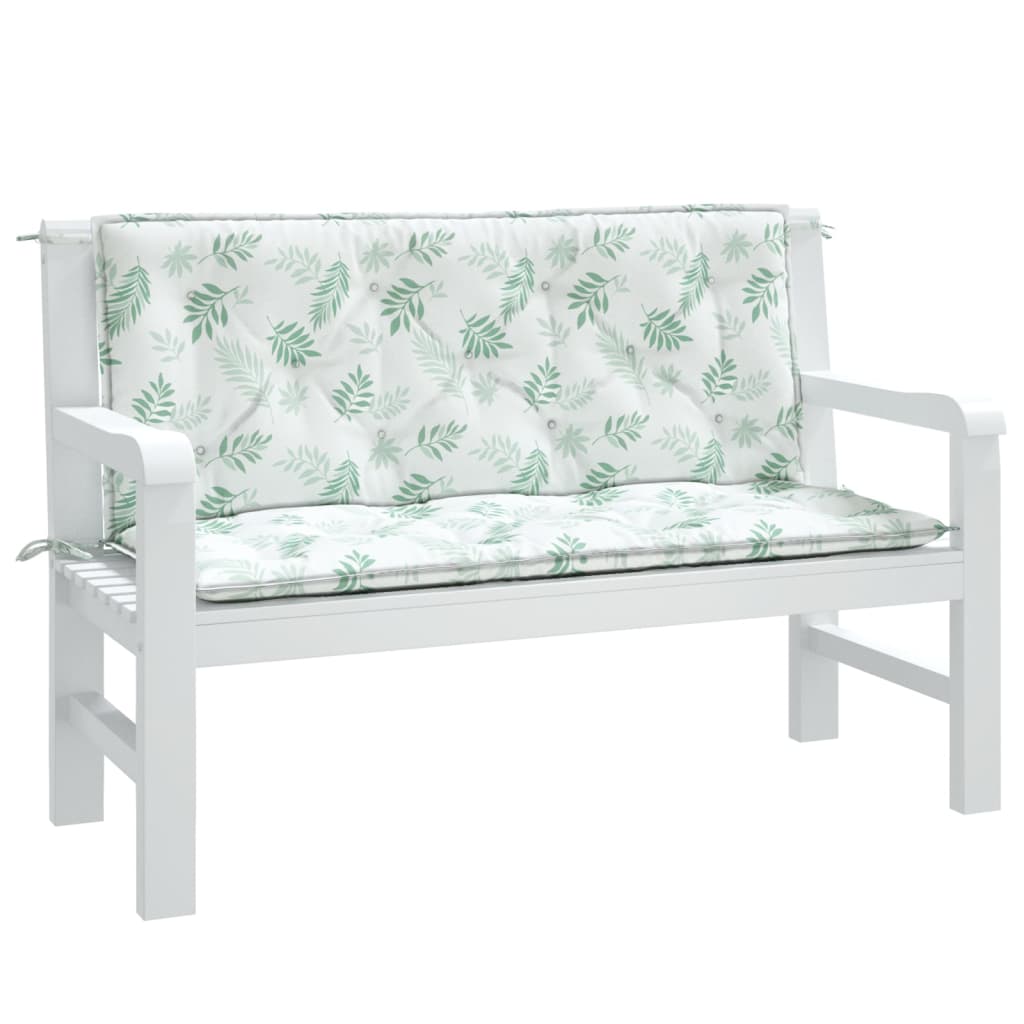 VIDAXL GARDE BENCH CUTHIONS 2 PCS Blattmuster 120x50x7 cm Stoff