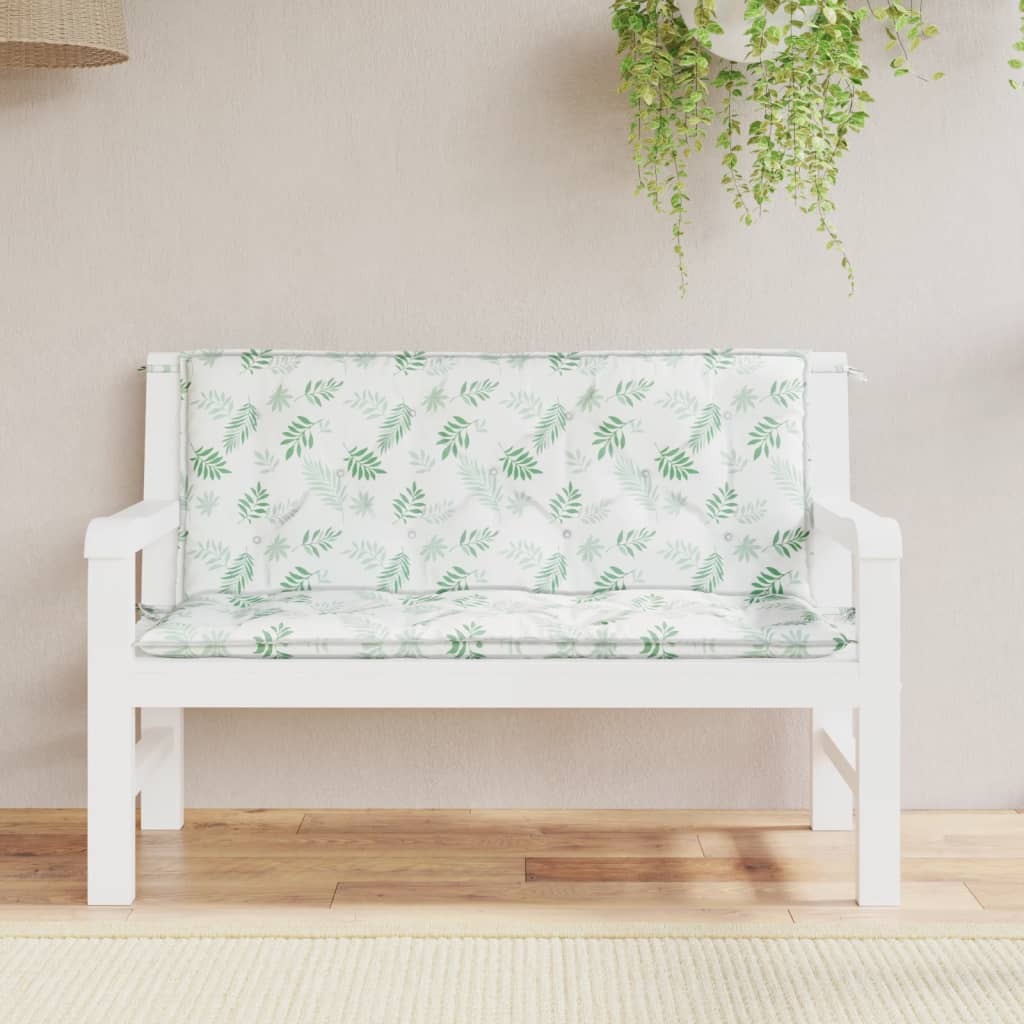 VIDAXL GARDE BENCH CUTHIONS 2 PCS Blattmuster 120x50x7 cm Stoff