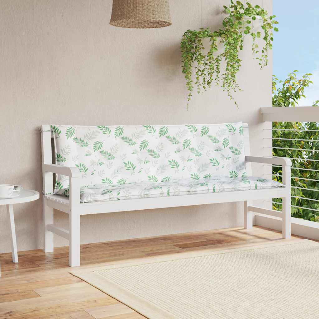 VIDAXL GARDE BENCH CUTHIONS 2 PCS Blattmuster 150x50x7 cm Stoff