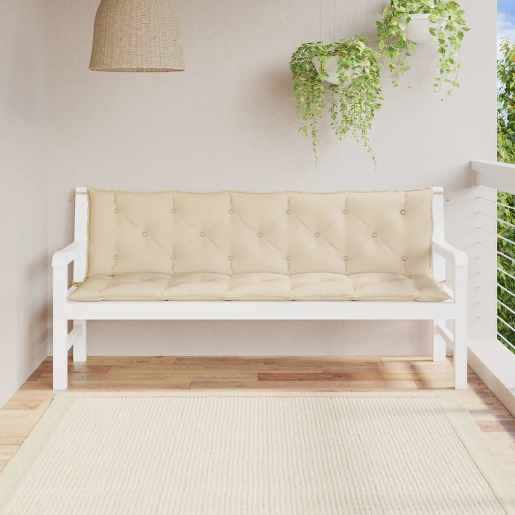 Vidaxl Garden Bench Pushions 2 Stcs 180x50x7 cm Oxford Stoff Beige