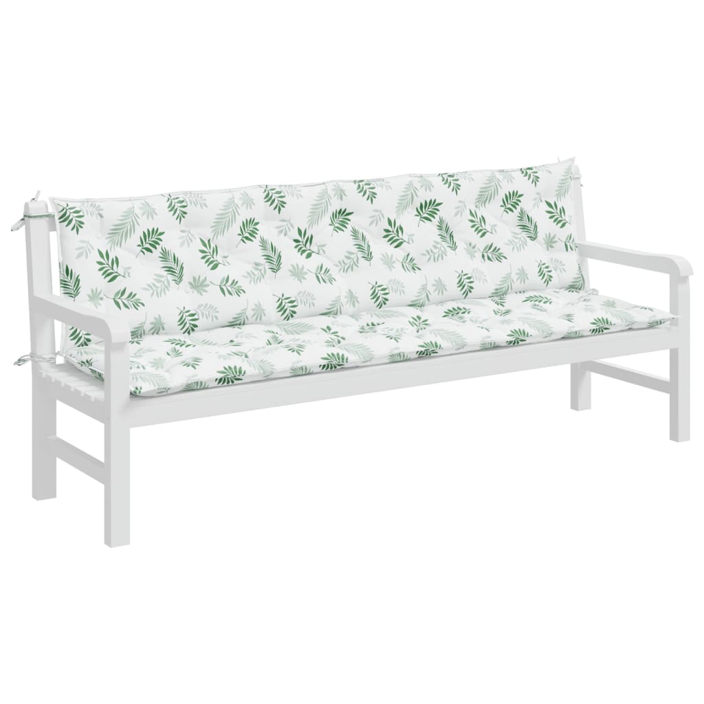 VIDAXL GARDE BENCH CUTHIONS 2 PCS Blattmuster 200x50x7 cm Stoff