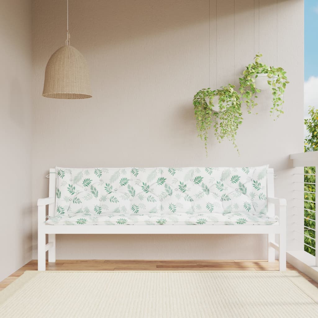 VIDAXL GARDE BENCH CUTHIONS 2 PCS Blattmuster 200x50x7 cm Stoff