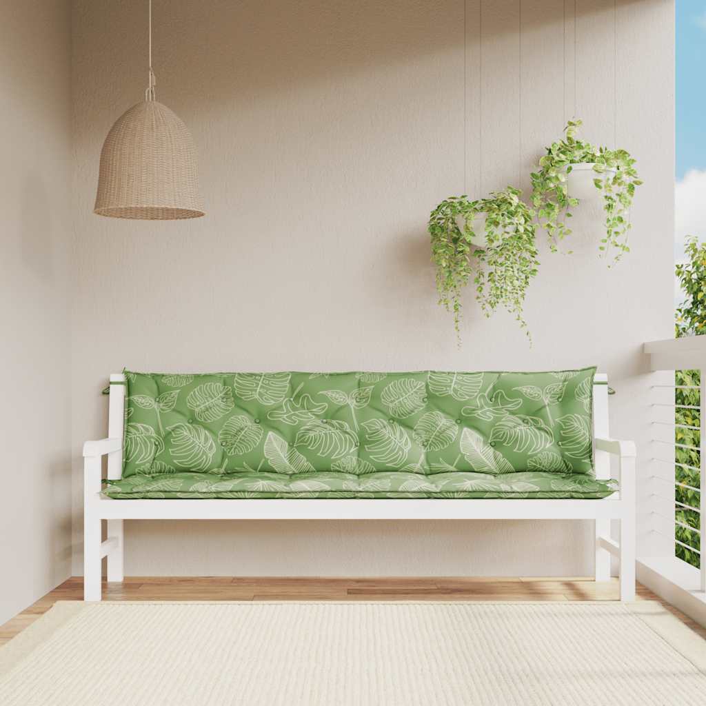 VIDAXL GARDE BENCH CUTHIONS 2 PCS Blattmuster 200x50x7 cm Stoff