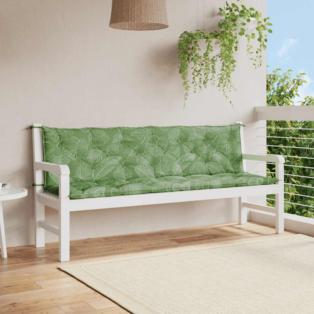 VIDAXL GARDE BENCH CUTHIONS 2 PCS Blattmuster 200x50x7 cm Stoff