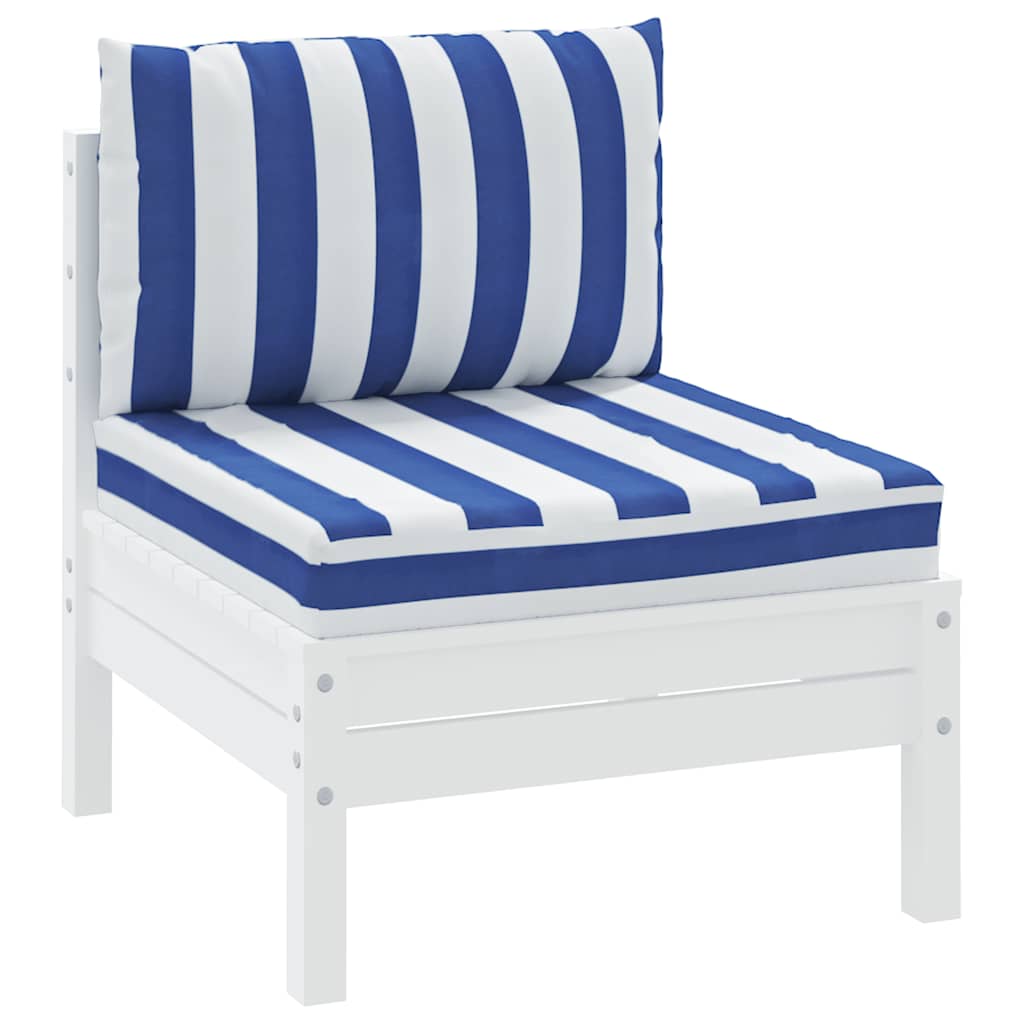 Vidaxl Palettenkissen 2 St gestreifte Oxford Stoff weiß und blau