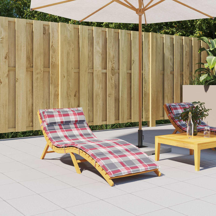 Vidaxl Sonnenliegenkissen rot und grau 178 x 60 x 4 cm Oxford-Stoff