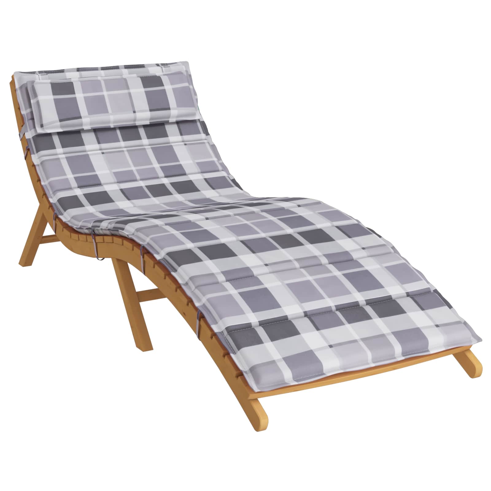 Vidaxl Sonnenliegenkissen kariert grau 178 x 60 x 4 cm Oxford-Stoff