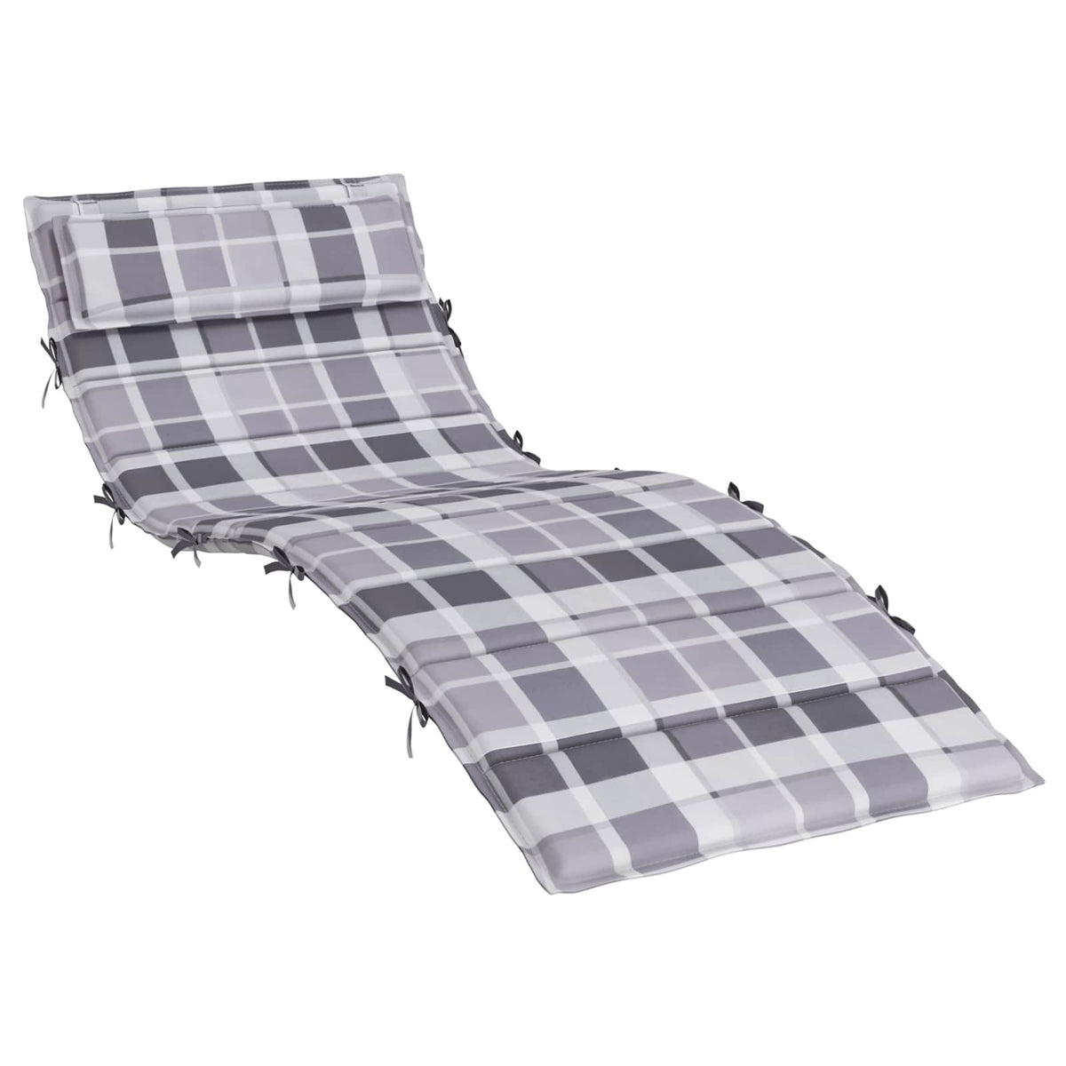 Vidaxl Sonnenliegenkissen kariert grau 178 x 60 x 4 cm Oxford-Stoff