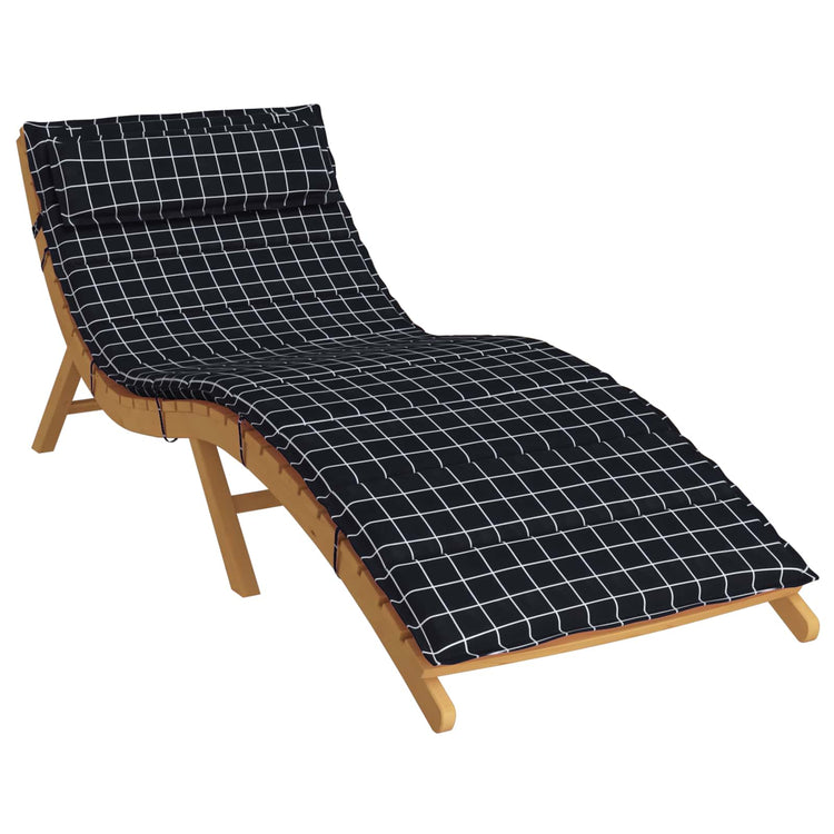 Vidaxl Sonnenliegenkissen kariert schwarz 178 x 60 x 4 cm Oxford-Stoff
