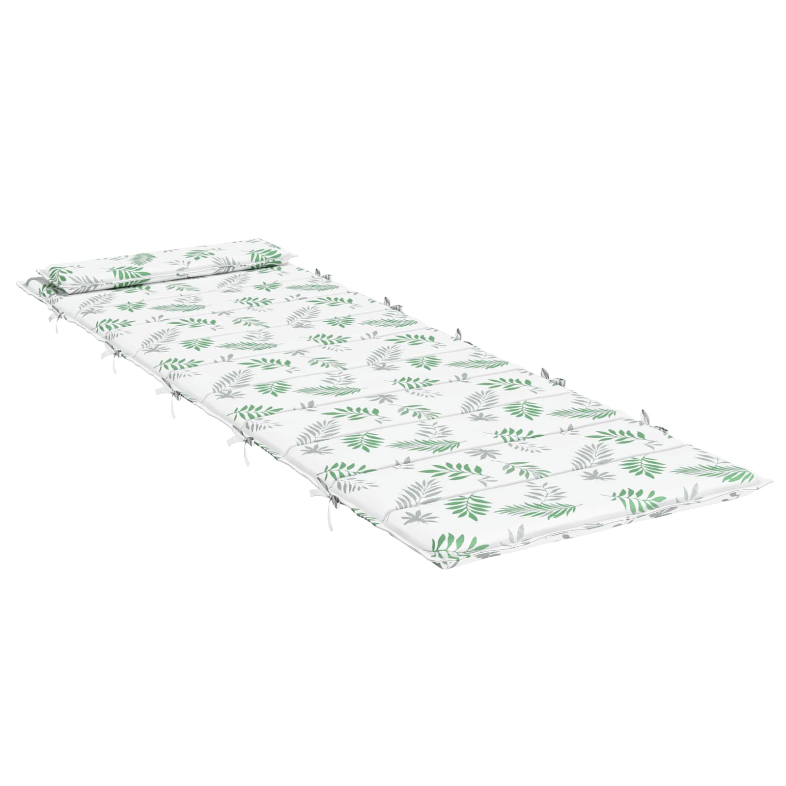 Vidaxl Sonnenliegenkissen weiß und grün 178 x 60 x 4 cm Oxford-Stoff