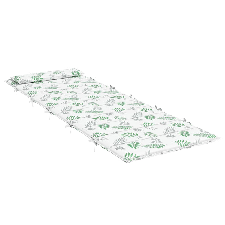 Vidaxl Sonnenliegenkissen weiß und grün 178 x 60 x 4 cm Oxford-Stoff