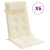 Vidaxl Stuhlkissen 6 St. hoher Rücken Oxford Fabric Crème farbig