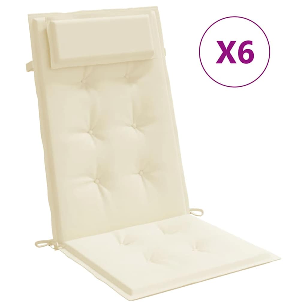 Vidaxl Stuhlkissen 6 St. hoher Rücken Oxford Fabric Crème farbig