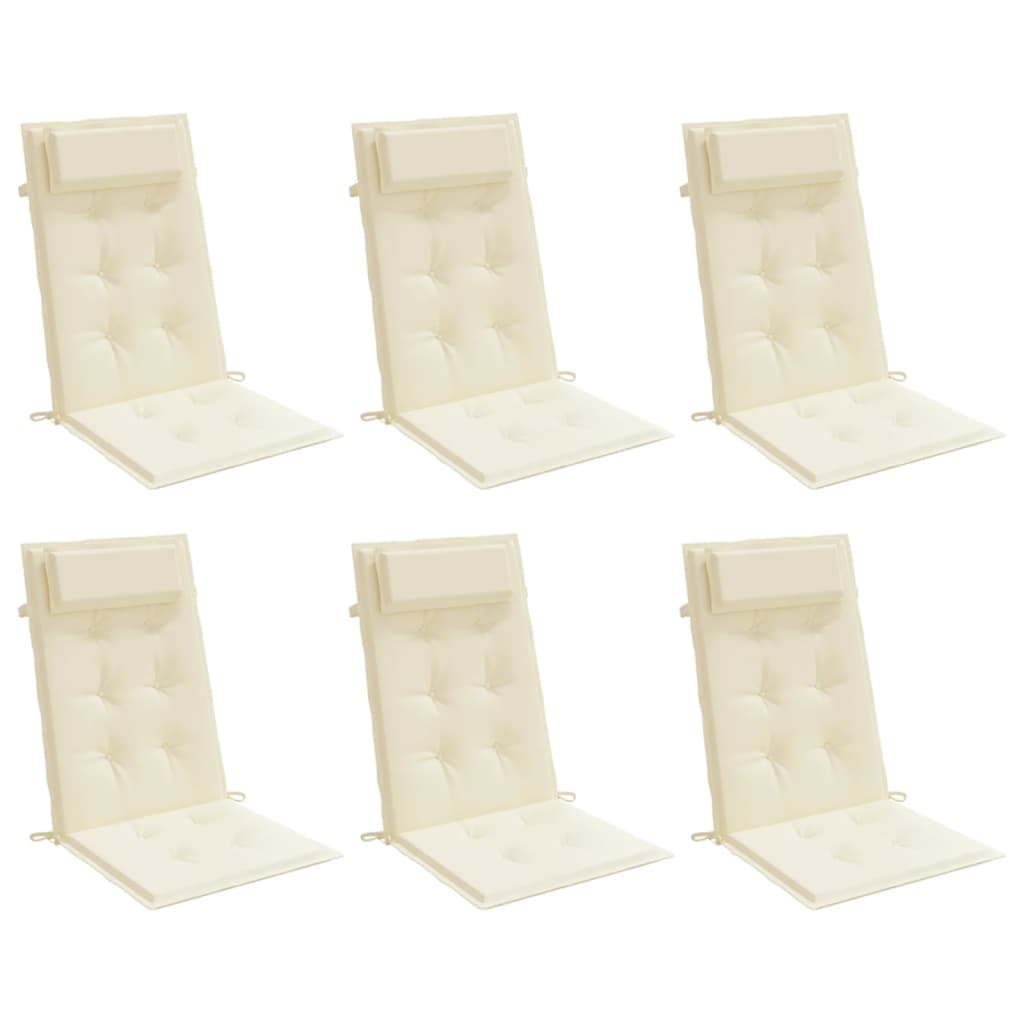Vidaxl Stuhlkissen 6 St. hoher Rücken Oxford Fabric Crème farbig