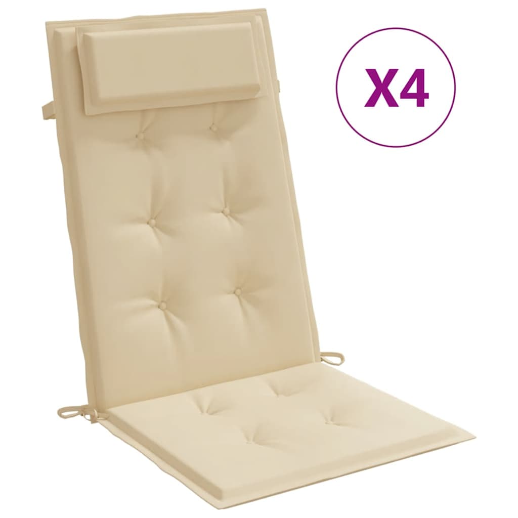 Vidaxl Stuhlkissen 4 St hohe Rücken Oxford Stoff Beige