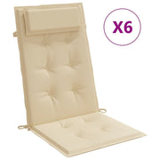 VIDAXL STUHR Kissen 6 St. hoher Rücken Oxford Fabric Beige - afbeelding 2