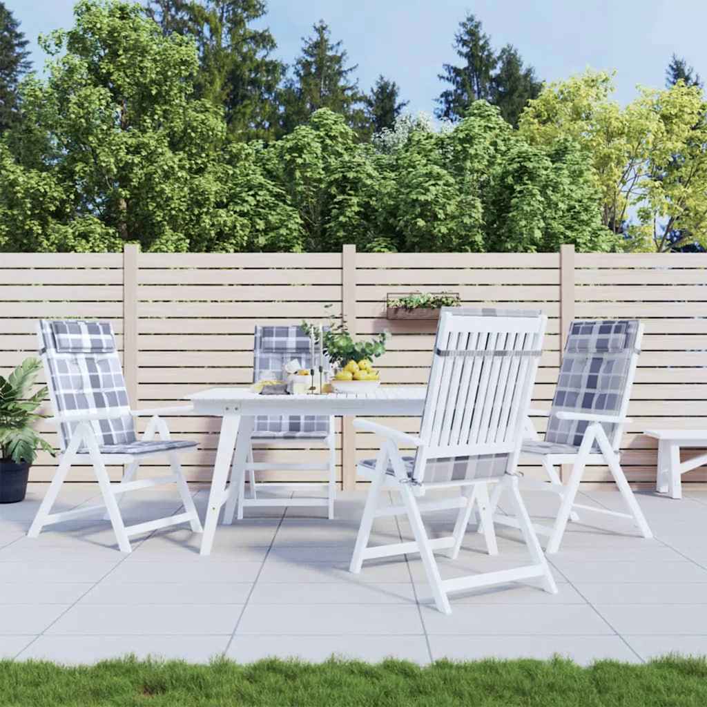 VidaXL Stuhlkissen 4 Stück, hohe Rückenlehne, Rautenmuster, Oxford-Stoff, Grau