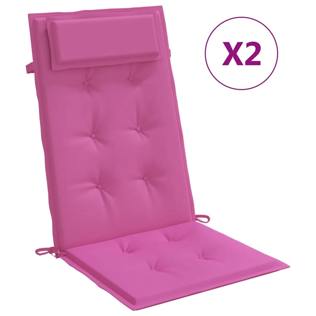 VidaXL Stuhlkissen 2 Stück Oxford-Stoff mit hoher Rückenlehne rosa