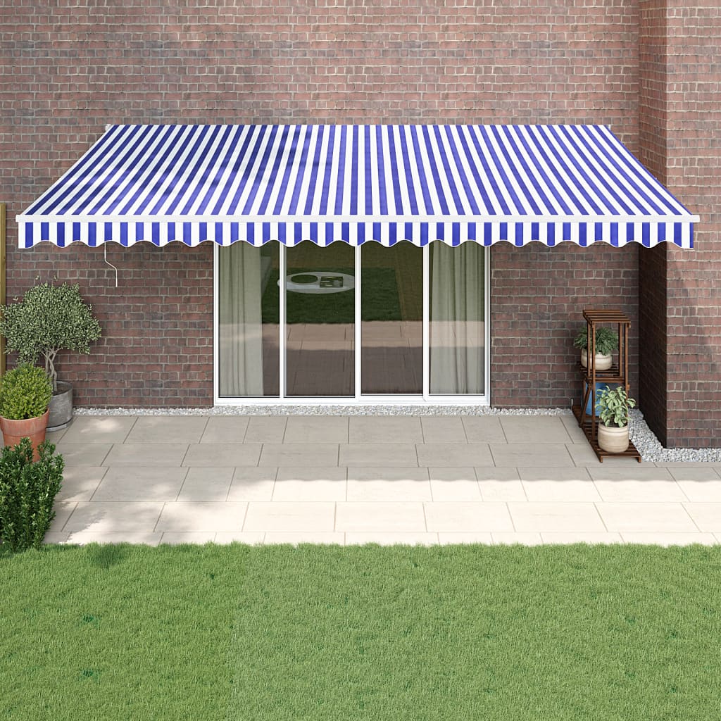 Vidaxx ausziehbare Markise 5x3 m Stoff und Aluminium blau und weiß