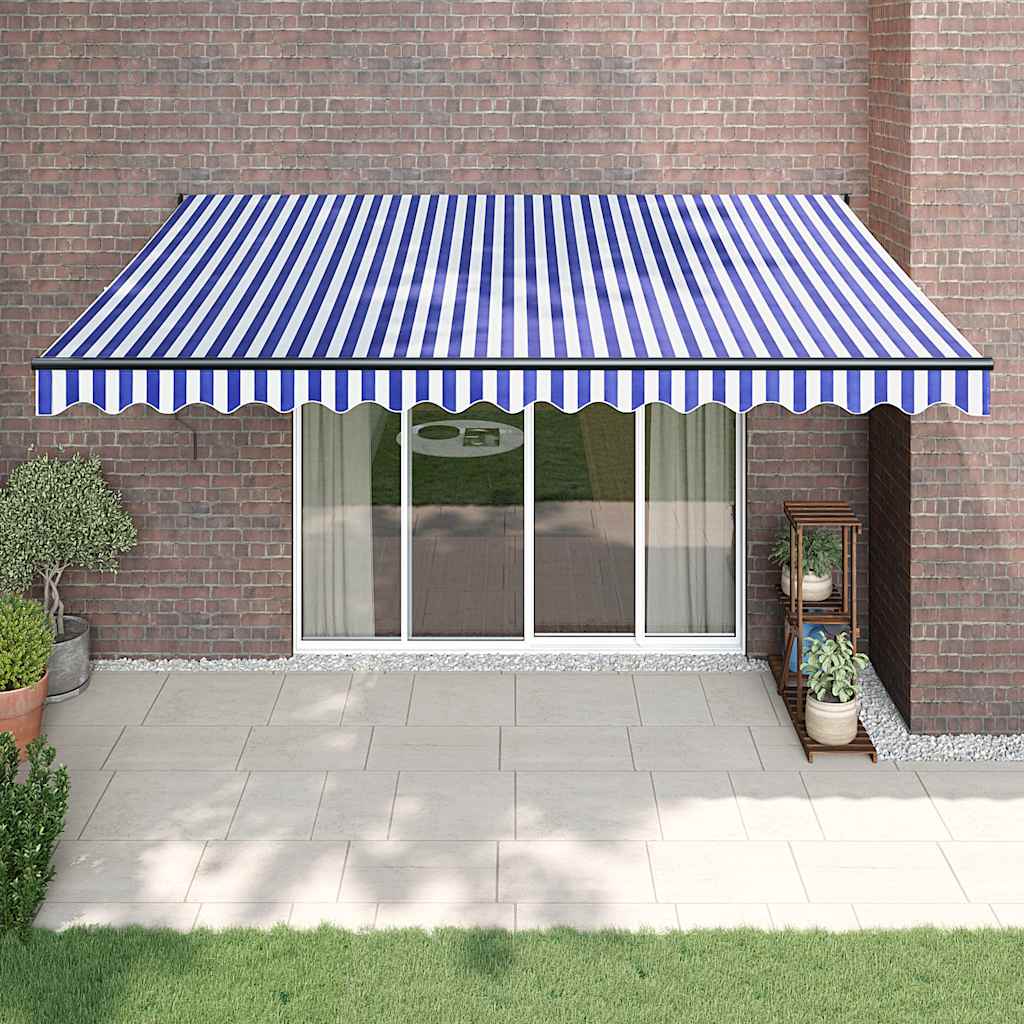 Vidaxx ausziehbare Markise 4x3 m Stoff und Aluminium blau und weiß