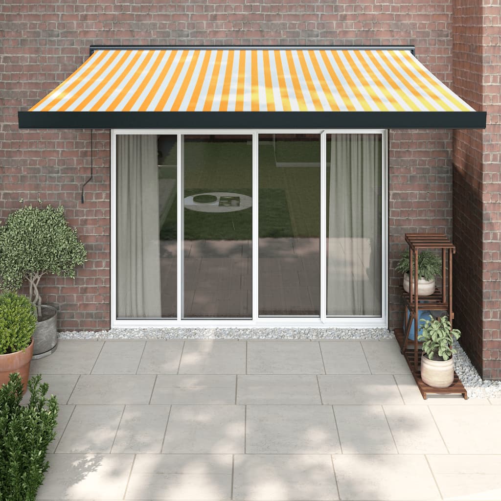 Vidaxl luifel ausziehbar 3x2,5 M Staub und Aluminiumgelb und Weiß