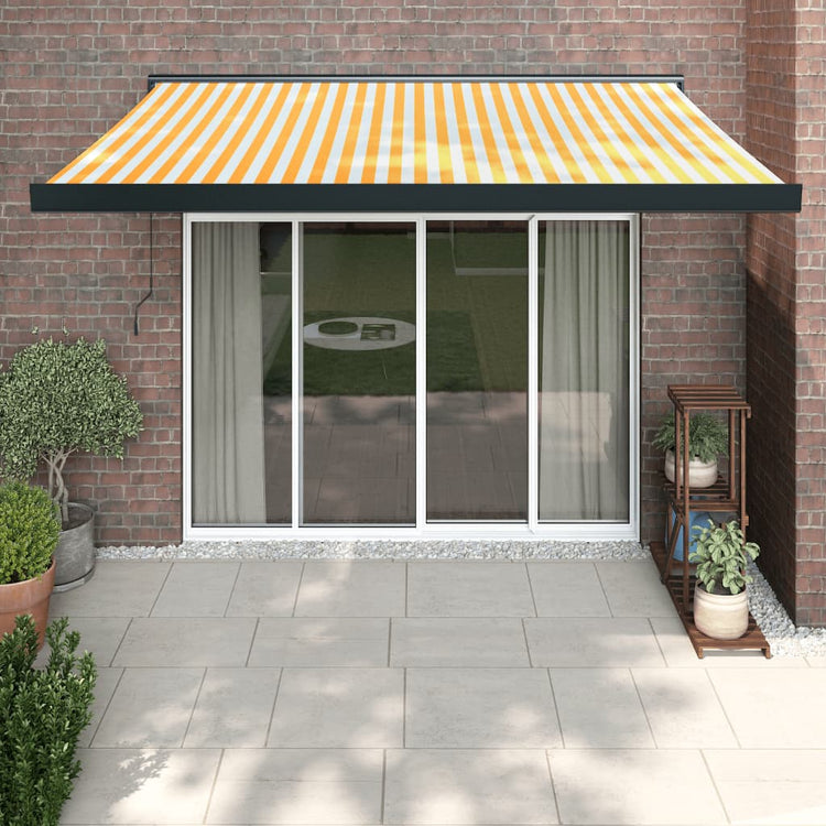 Vidaxl luifel ausziehbar 3x2,5 M Staub und Aluminiumgelb und Weiß