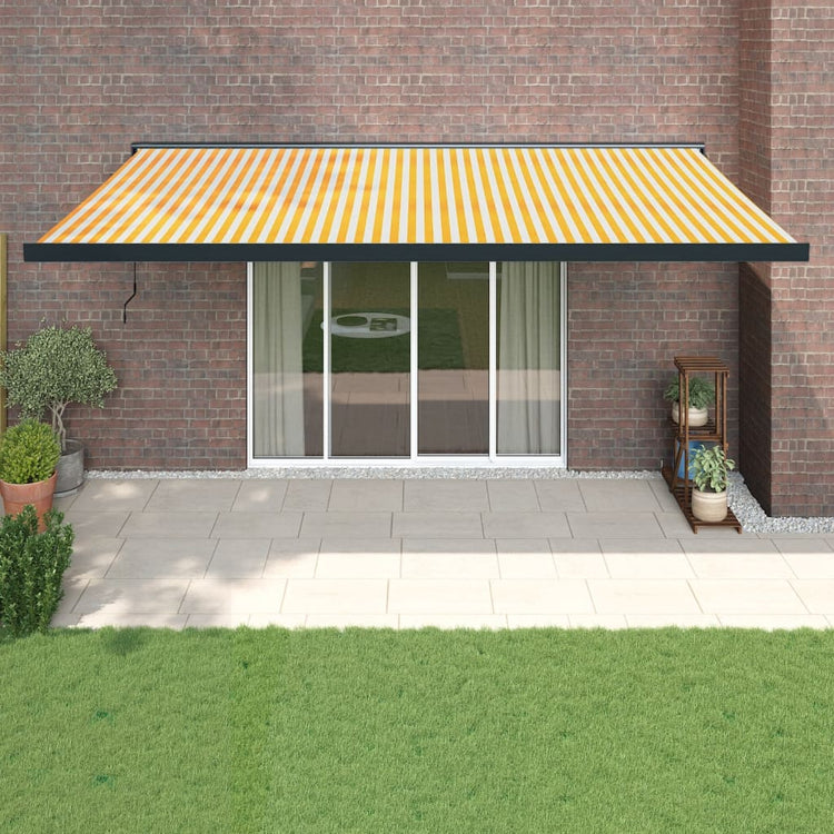 Vidaxl luifel ausziehbar 5x3 m Staub und Aluminiumgelb und Weiß
