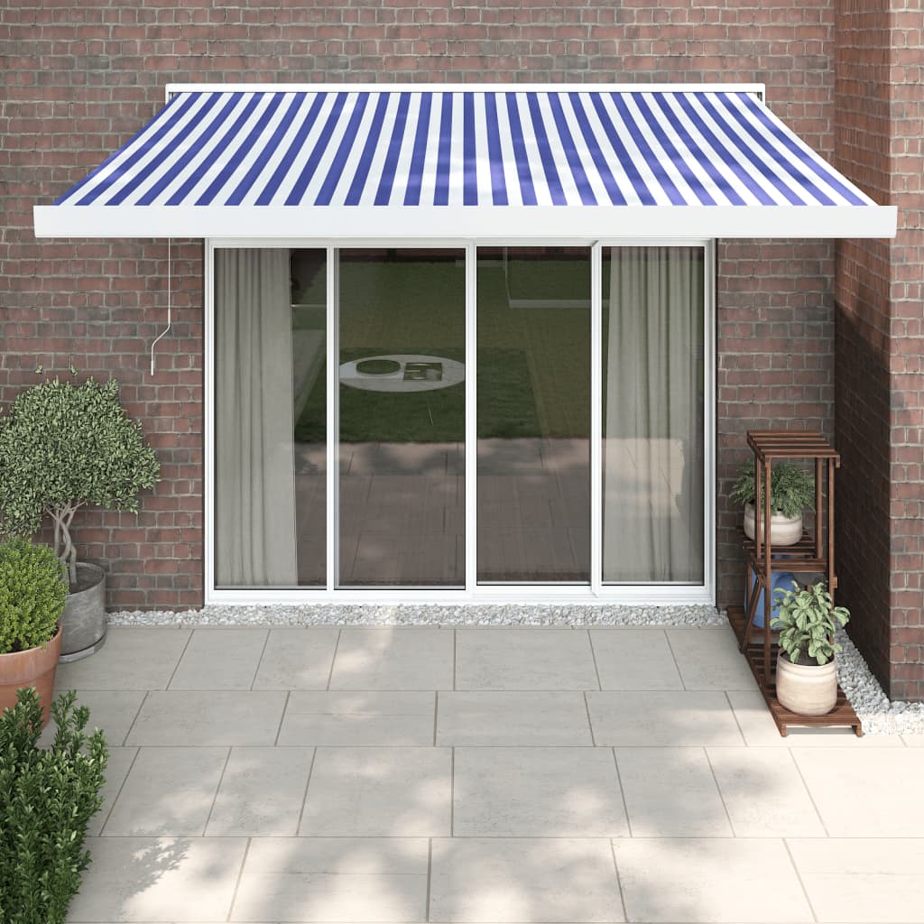 Vidaxl luifel ausziehbar 3x2,5 M Staub und Aluminiumblau und Weiß