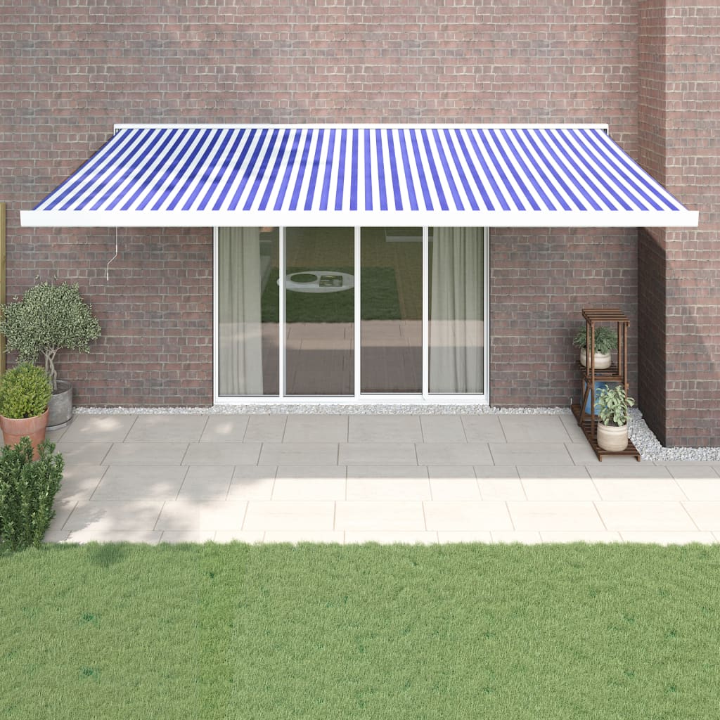 Vidaxl luifel ausziehbar 5x3 m Staub und Aluminiumblau und Weiß