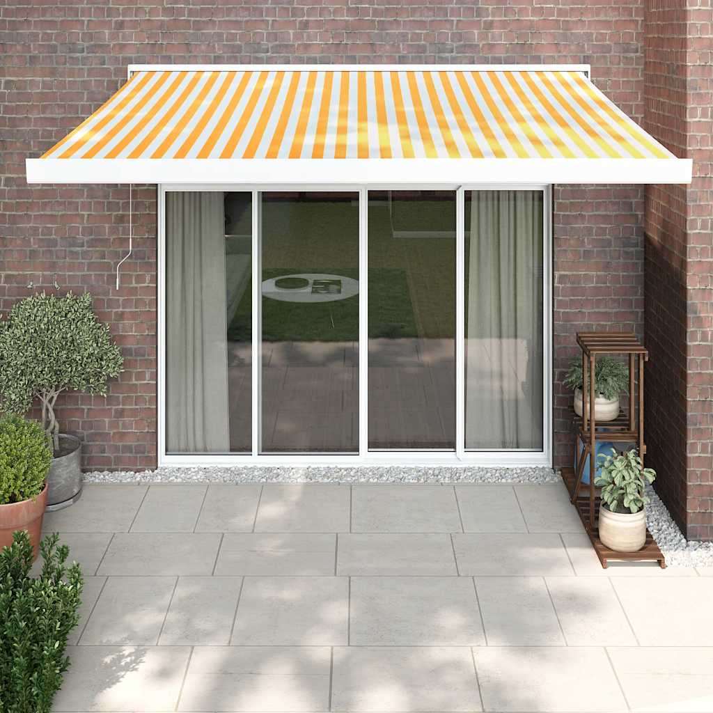 Vidaxl luifel ausziehbar 3x2,5 M Staub und Aluminiumgelb und Weiß