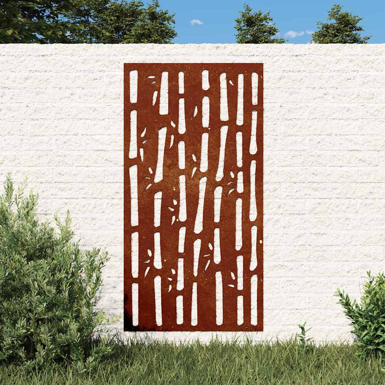 Vidaxxl Wanddekoration Garten Bambus Design 105x55 cm Cortenstahl