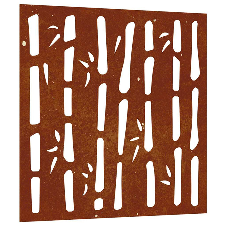 Vidaxl Wanddekoration Garten Bambus Design 55x55 cm Cortenstaal