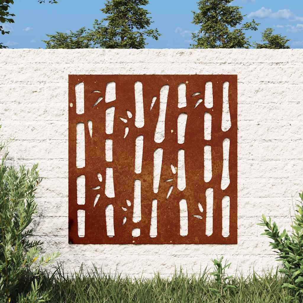 Vidaxl Wanddekoration Garten Bambus Design 55x55 cm Cortenstaal