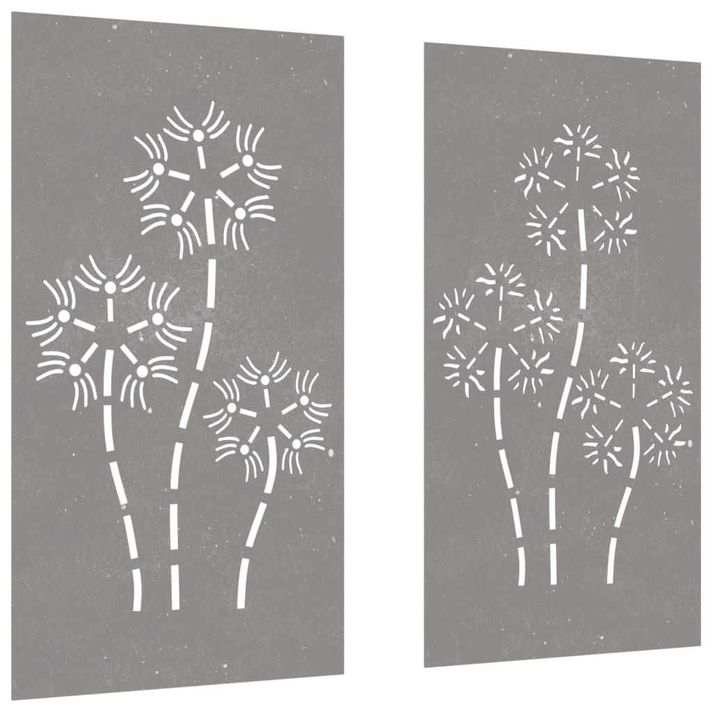 Vidaxl Wanddekoration Garten 2 ST Blumendesign 105x55 cm Cortenstaal