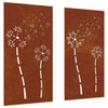 Vidaxxl Wanddekoration Garten 2 Stück Blumenmuster 105x55 cm Cortenstahl