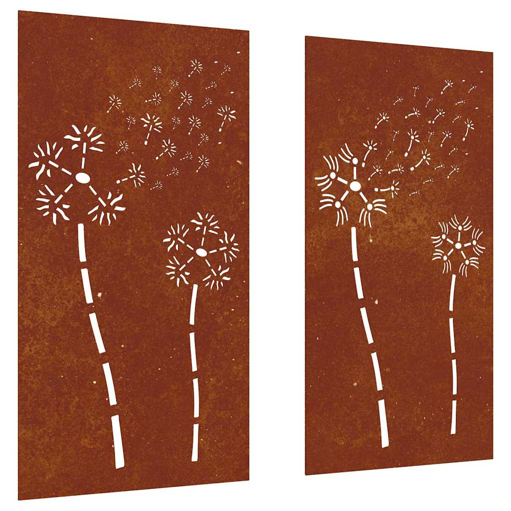Vidaxxl Wanddekoration Garten 2 Stück Blumenmuster 105x55 cm Cortenstahl