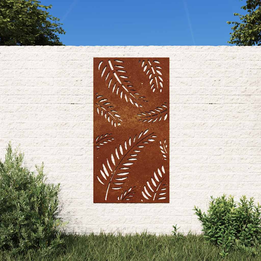 Vidaxl Wanddekoration Gartenblatt Design 105x55 cm Cortenstaal