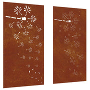 Vidaxxl Wanddekoration Garten 2 Stück Blumenmuster 105x55 cm Cortenstahl - afbeelding 2