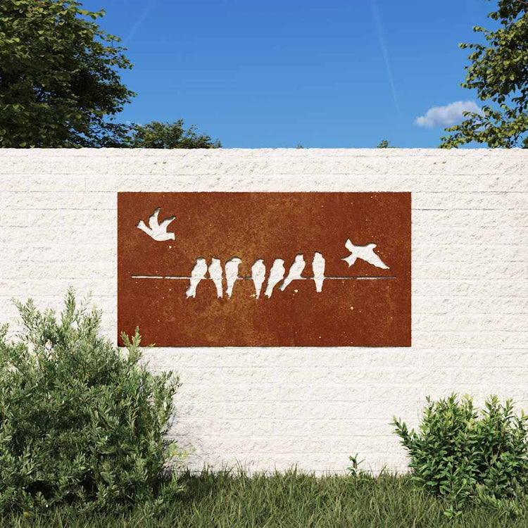 VidaXL Wanddekoration Gartenvogeldesign 105x55 cm Cortenstahl