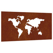 Vidaxl Wanddekoration Garten Weltkarte Design 105x55 cm Cortenstaal - afbeelding 2