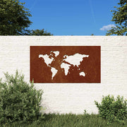 Vidaxl Wanddekoration Garten Weltkarte Design 105x55 cm Cortenstaal - afbeelding 1